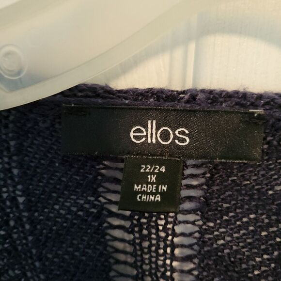 Ellos Navy Blue Open Knit Fringe Trim Cardigan Sweater Size 1X - Picture 5 of 6